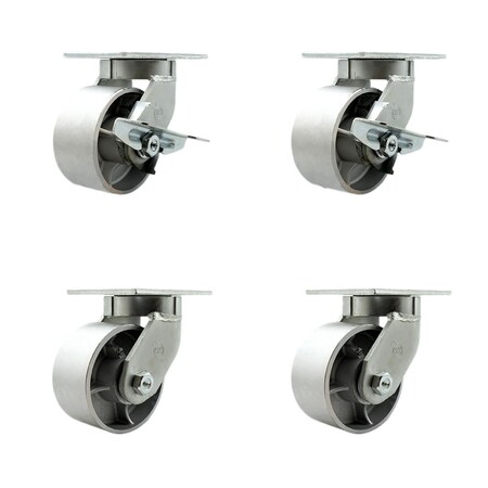 Service Caster 6'' Extra Heavy Duty Semi Steel Cast Iron Caster Set 4 Swivel Locks 2 Brakes, 4PK CRAN-SCC-KP92S630-SSR-SLB-BSL-2-BSL2